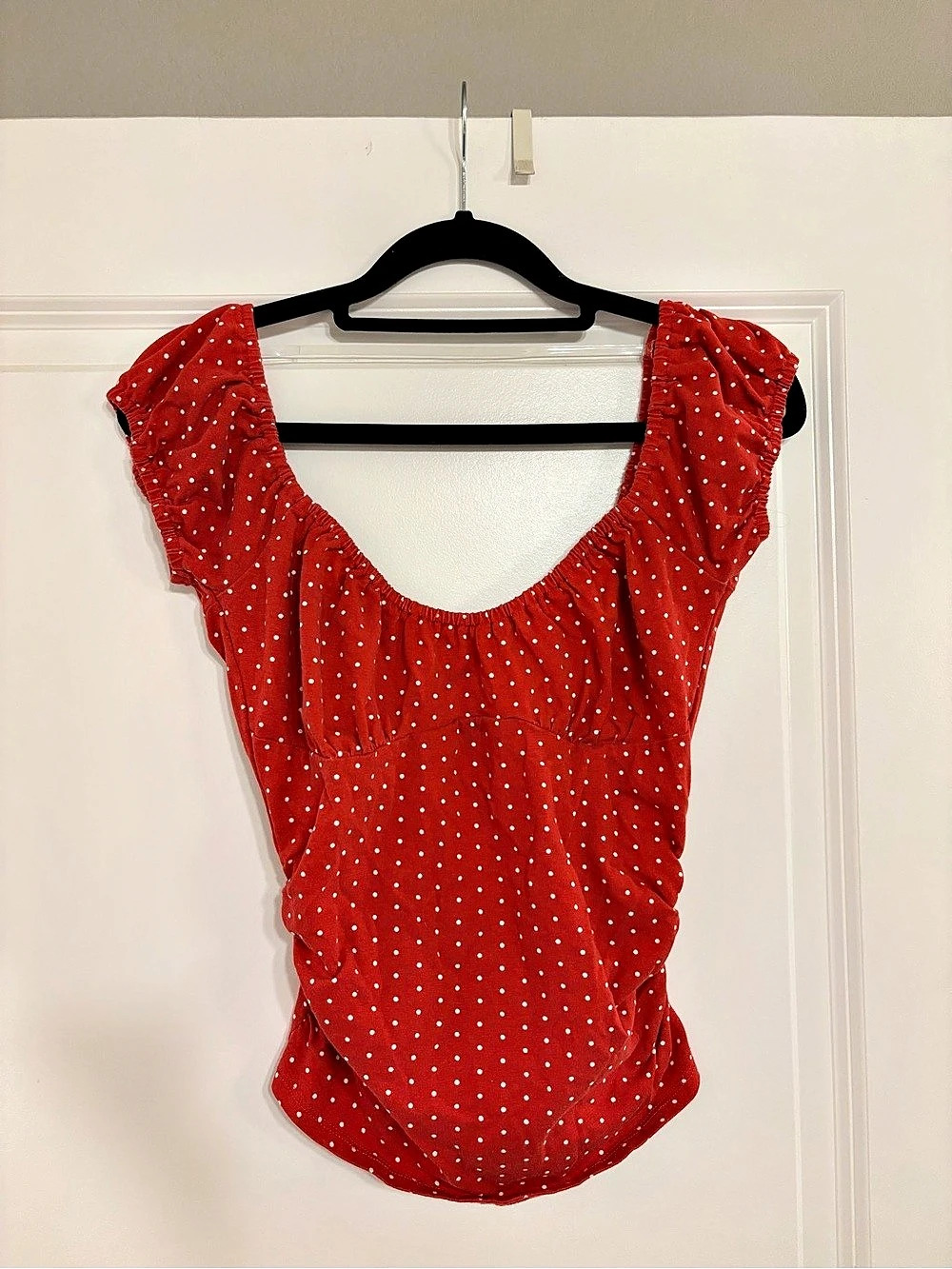 Wild Gable Red White Polka Dot Babydoll Top Like New- Size Small